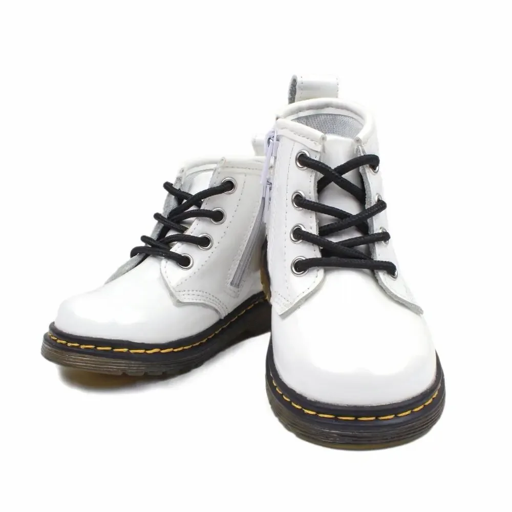 NWT Piper Finn Little Wonder & Co. Kids Size 6 Combat Boots Leather Snow White